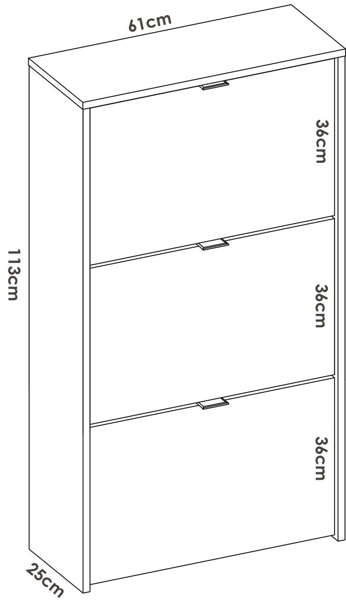 Scarpiera Dmurr, Portascarpe salvaspazio da ingresso, Mobiletto porta scarpe a 3 ante a ribalta, 61x25h113 cm, Bianco