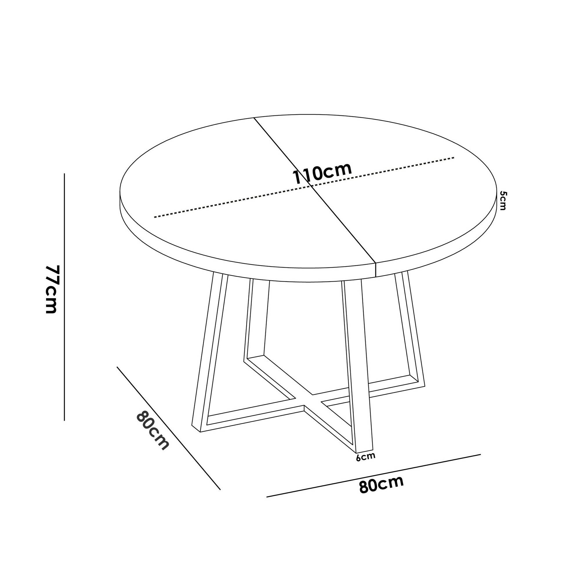 Tavolo allungabile Dazz, Consolle estensibile rotondo, Tavolo da pranzo multiuso ovale, 110/158x110h77 cm, Rovere Nodi