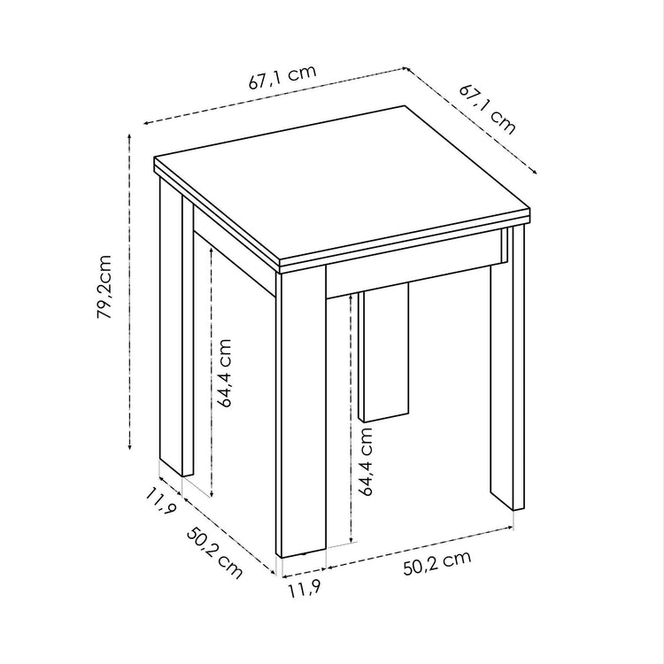 Tavolo allungabile Dbli, Consolle estensibile multiposizione,Tavolo consolle ausiliare pieghevole, 79/134x67h79 cm, Rovere