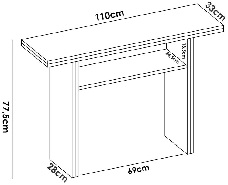 Tavolo allungabile Dmanuel, Consolle estensibile ausiliare multiposizione,Tavolo da pranzo pieghevole con piano abbattibile, 110x33/66h75 cm, Bianco