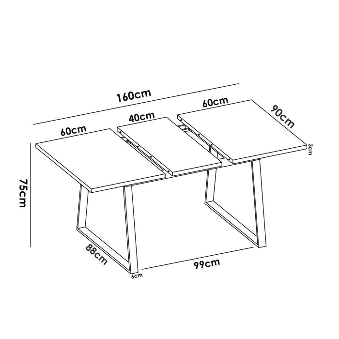 Tavolo allungabile Darsla, Consolle da pranzo multiuso, Tavolo rettangolare da cucina o sala da pranzo, 160x90h75 cm, Rovere Nodi