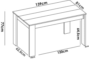 Tavolo fisso Dbagatt, Tavolo da pranzo multiuso, Tavolo rettangolare da cucina o sala da pranzo, 139x81h77 cm, Rovere Nodi