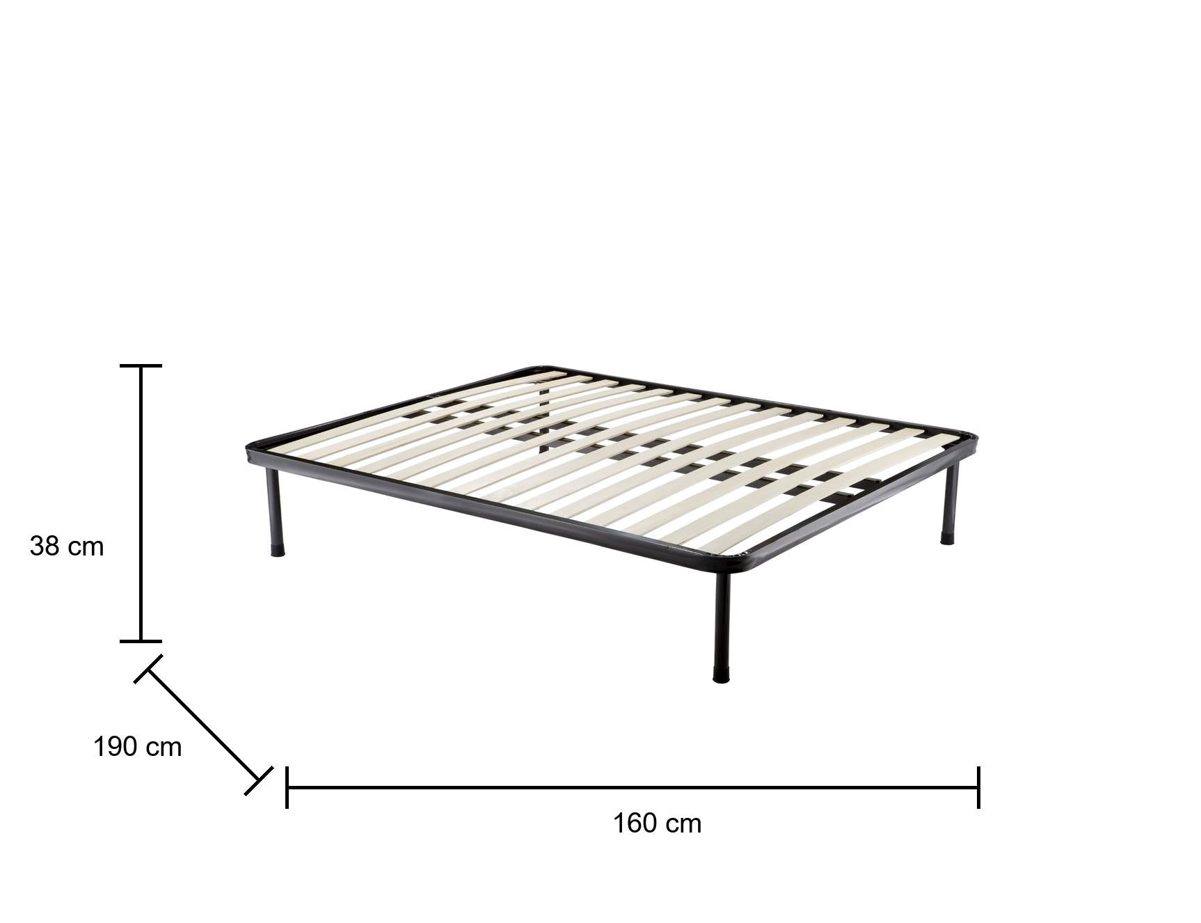 Rete letto matrimoniale Dabbasia, Rete ortopedica a doghe, 100% Made in Italy, Cm 160x190h30, Antracite