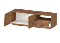 Mobile porta TV Dcoulibal, Credenza bassa da soggiorno con 2 ante e 1 cassetto, Base porta TV, 150x44h46 cm, Rovere