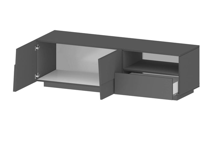 Mobile porta TV Dcoulibal, Credenza bassa da soggiorno con 2 ante e 1 cassetto, Base porta TV, 150x44h46 cm, Antracite