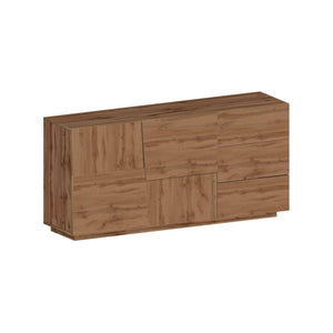 Credenza Ddalessi, Buffet da soggiorno, Madia da salotto con 2 ante e 3 cassetti, 180x44h86 cm, Rovere