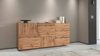 Credenza Ddalessi, Buffet da soggiorno, Madia da salotto con 2 ante e 3 cassetti, 180x44h86 cm, Rovere