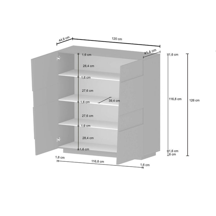 Armadio multiuso 2 ante Ddescigli, Mobile multifunzione, Armadietto a 2 ante, 120x44h126 cm, Bianco