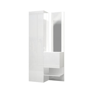 Mobile da ingresso Dcristant, Armadietto multifunzione a 2 ante, Mobile multiuso con specchio, 90x35h190 cm, Bianco