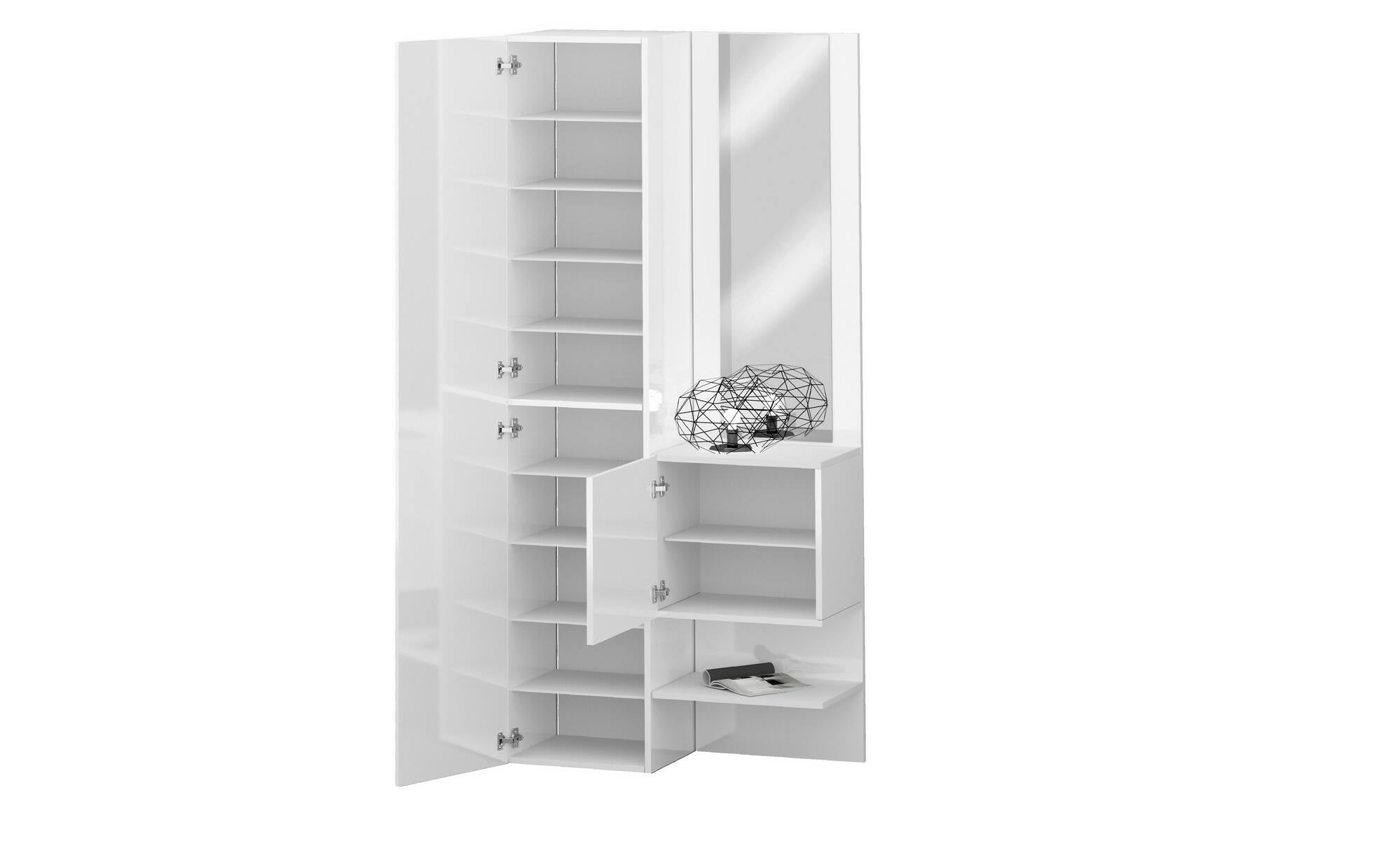 Mobile da ingresso Dcristant, Armadietto multifunzione a 2 ante, Mobile multiuso con specchio, 90x35h190 cm, Bianco