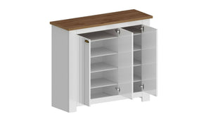 Scarpiera Dcigarin, Porta scarpe salvaspazio a 3 ante, Armadio multifunzione da ingresso, 114x42h100 cm, Bianco e Rovere