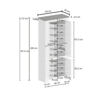 Scarpiera Dcicerell, Porta scarpe salvaspazio a 4 ante, Armadio multifunzione da ingresso, 84x42h200 cm, Bianco e Rovere