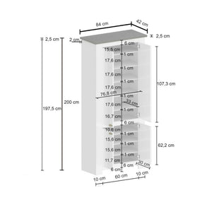 Scarpiera Dcicerell, Porta scarpe salvaspazio a 4 ante, Armadio multifunzione da ingresso, 84x42h200 cm, Bianco e Rovere