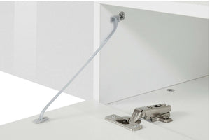 Mobile porta TV Dconsigl, Credenza bassa da soggiorno a 3 ante, Base porta TV, 240x40h35 cm, Bianco lucido