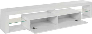 Mobile porta TV Dcolombin, Base porta TV, Credenza bassa da soggiorno a 1 anta, 100% Made in Italy, 200x40h35 cm, Bianco lucido