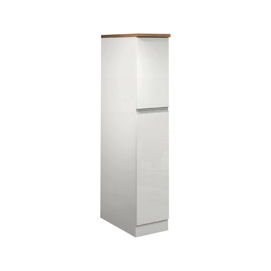 Dispensa da cucina Dcasiragh, Mobile multiuso, Armadio portaoggetti a 2 cassettoni, 100% Made in Italy, 30x60h165 cm, Bianco lucido e Rovere