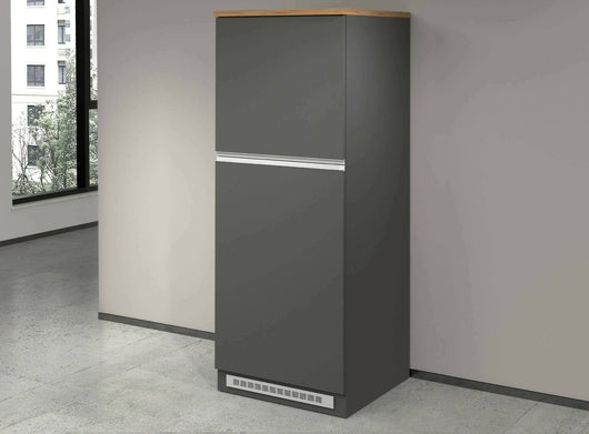 Dispensa da cucina Dcasasol, Mobile multiuso, Armadio porta frigo a 2 ante, 100% Made in Italy, 60x60h165 cm, Antracite e Rovere