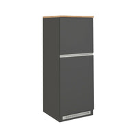 Dispensa da cucina Dcasasol, Mobile multiuso, Armadio porta frigo a 2 ante, 100% Made in Italy, 60x60h165 cm, Antracite e Rovere