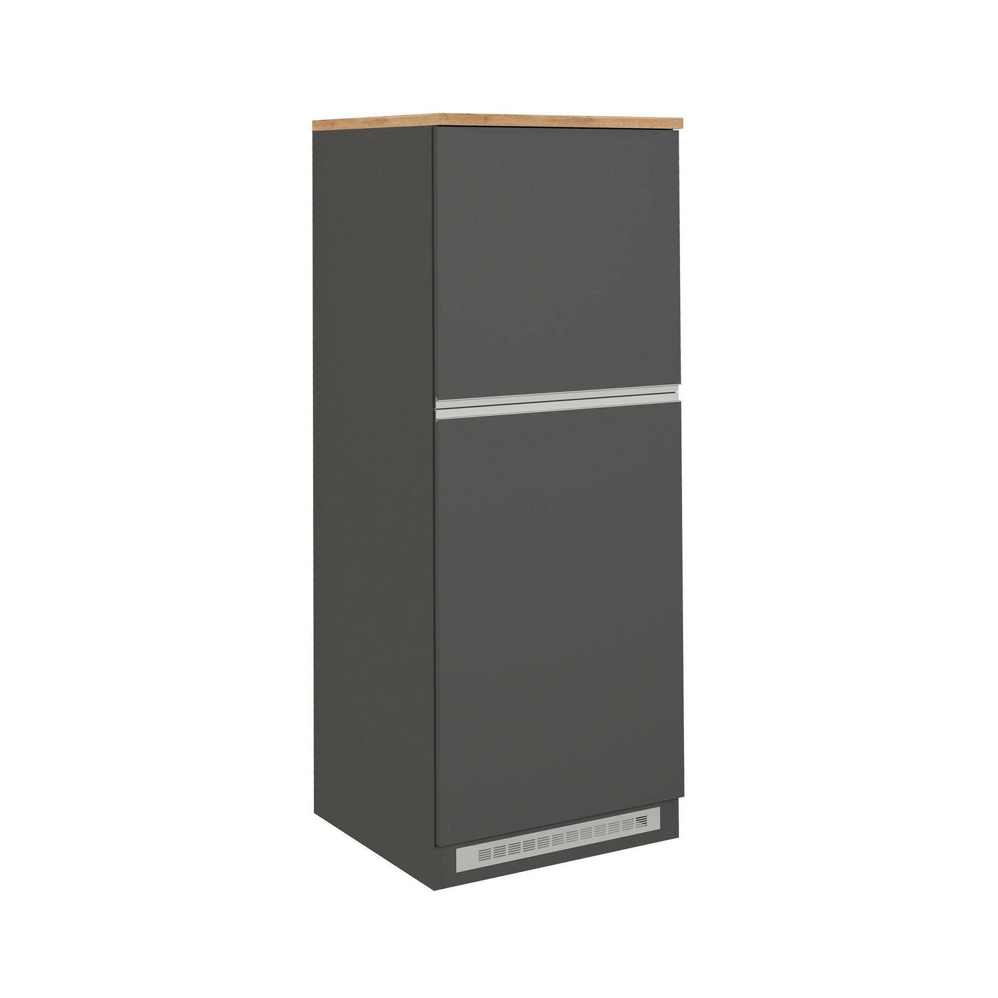 Dispensa da cucina Dcasasol, Mobile multiuso, Armadio porta frigo a 2 ante, 100% Made in Italy, 60x60h165 cm, Antracite e Rovere