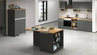 Dispensa da cucina Dcasasol, Mobile multiuso, Armadio porta frigo a 2 ante, 100% Made in Italy, 60x60h165 cm, Antracite e Rovere