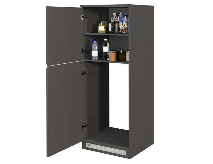 Dispensa da cucina Dcasasol, Mobile multiuso, Armadio porta frigo a 2 ante, 100% Made in Italy, 60x60h165 cm, Antracite e Ardesia