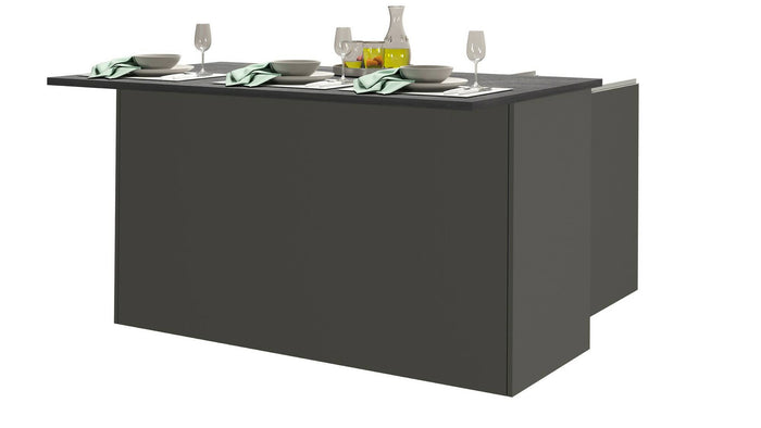 Isola da cucina Dcarnelo, Tavolo ausiliario portaoggetti, 100% Made in Italy, 155x90h90 cm, Antracite e Ardesia