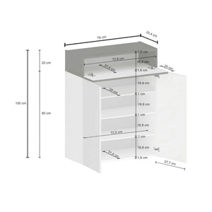 Scarpiera Oliviero, Porta scarpe salvaspazio a 3 ante, Armadio multifunzione da ingresso, 76x38h100 cm, Bianco effetto larice