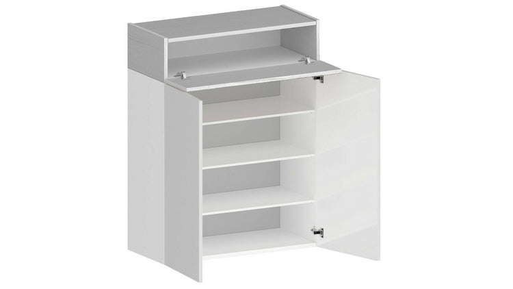 Scarpiera Oliviero, Porta scarpe salvaspazio a 3 ante, Armadio multifunzione da ingresso, 76x38h100 cm, Bianco effetto larice