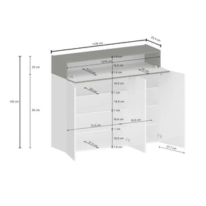 Scarpiera Dcanestrell, Porta scarpe salvaspazio a 4 ante, Armadio multifunzione da ingresso, 114x38h100 cm, Bianco effetto larice