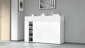 Scarpiera Dcandrev, Porta scarpe salvaspazio a 6 ante, Armadio multifunzione da ingresso, 154x38h100 cm, Bianco effetto larice