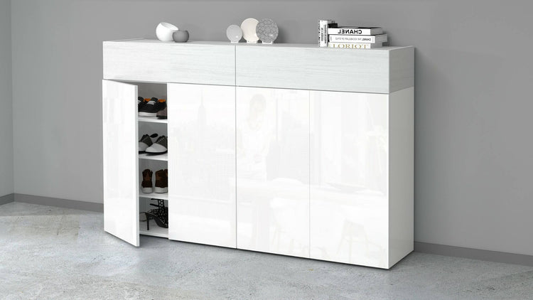 Scarpiera Dcandrev, Porta scarpe salvaspazio a 6 ante, Armadio multifunzione da ingresso, 154x38h100 cm, Bianco effetto larice