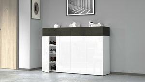 Scarpiera Dcandrev, Porta scarpe salvaspazio a 6 ante, Armadio multifunzione da ingresso, 154x38h100 cm, Bianco e Ardesia