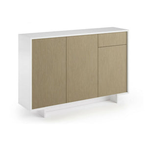 Credenza Dbakayok, Madia da salotto, Buffet da soggiorno a 3 ante e 1 cassetto, 100% Made in Italy, 134x35h87 cm, Bianco e Beige