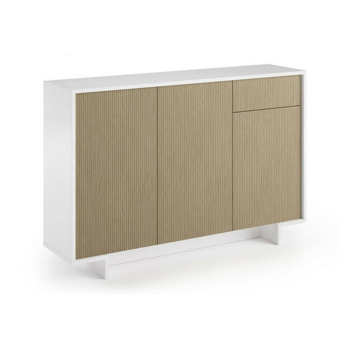 Credenza Dbakayok, Madia da salotto, Buffet da soggiorno a 3 ante e 1 cassetto, 100% Made in Italy, 134x35h87 cm, Bianco e Beige