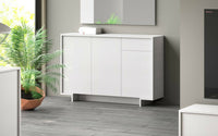 Credenza Dbakayok, Madia da salotto, Buffet da soggiorno a 3 ante e 1 cassetto, 100% Made in Italy, 134x35h87 cm, Bianco