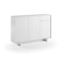 Credenza Dbakayok, Madia da salotto, Buffet da soggiorno a 3 ante e 1 cassetto, 100% Made in Italy, 134x35h87 cm, Bianco