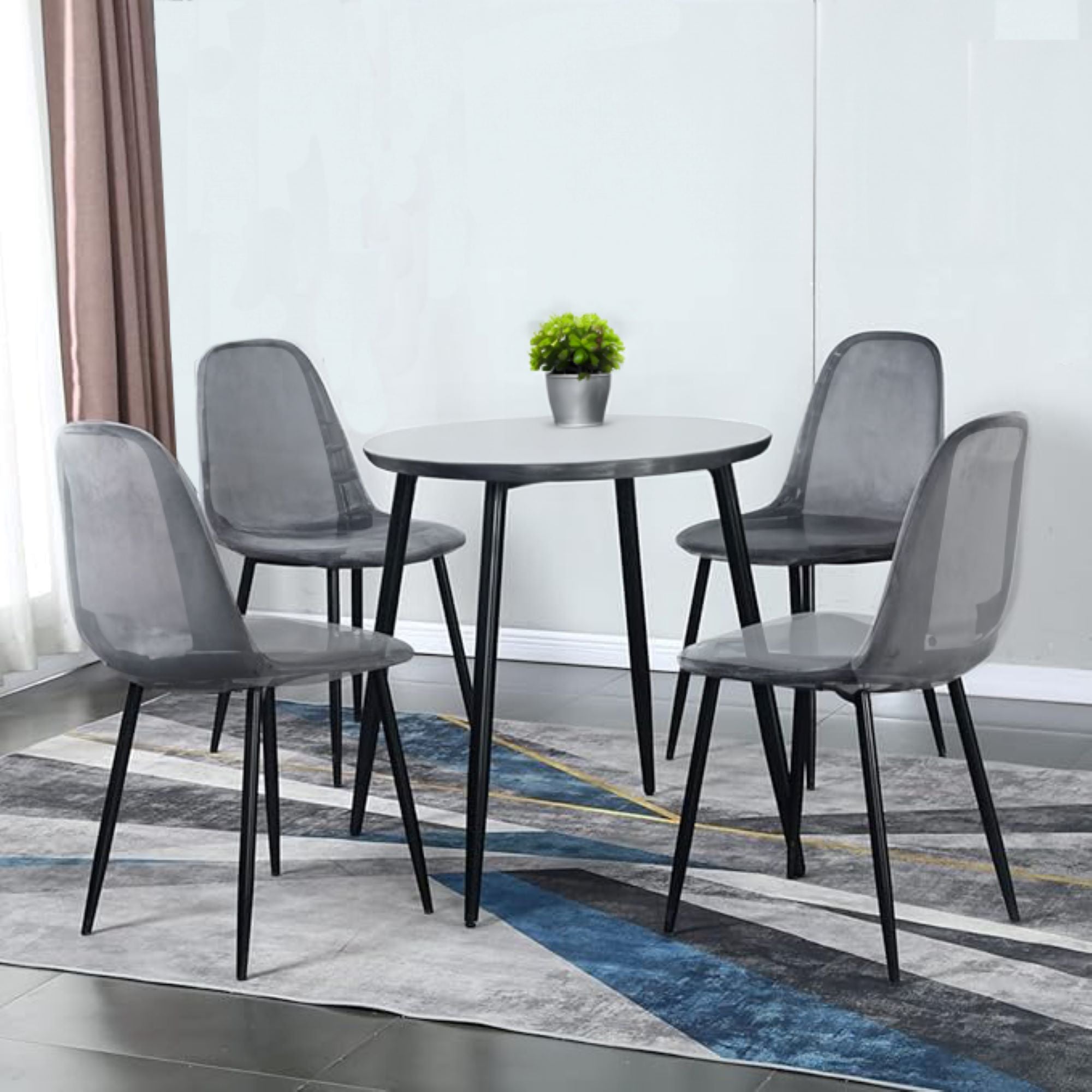 Set di 4 sedie Dabdalhad, Poltrona in PET, Sedia da pranzo ergonomica, Seduta per riunioni, 53x46h81 cm, Fumé