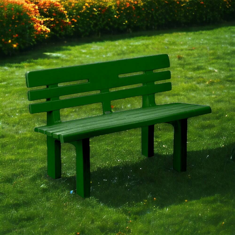 Panchina da esterno Daltobel, Panca monoblocco da giardino, Panchina outdoor, 100% Made in Italy, 110x52h71 cm, Verde