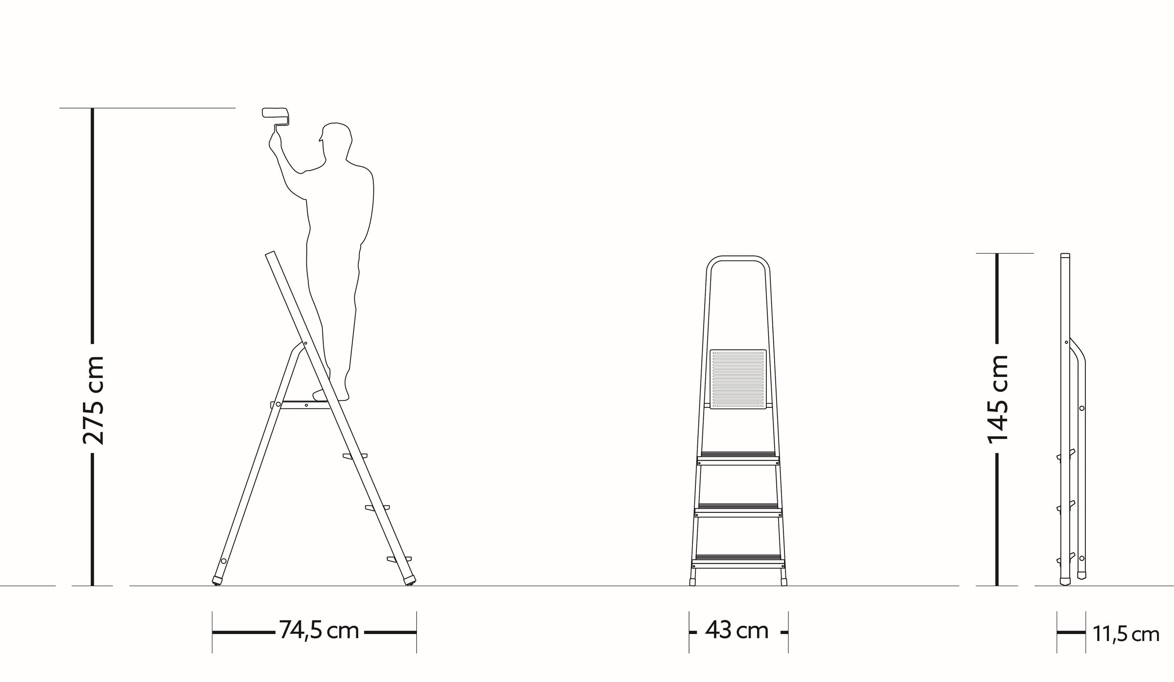 Scaletto Scala Richiudibile 4 Gradini Portata Max 125 Kg in Alluminio