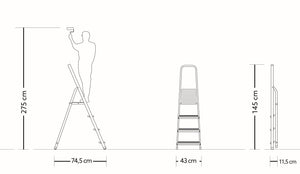 Scaletto Scala Richiudibile 4 Gradini Portata Max 125 Kg in Alluminio