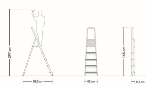 Scaletto Scala Richiudibile 5 Gradini Portata Max 125 Kg in Alluminio