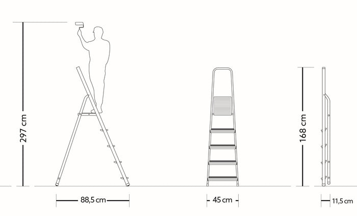 Scaletto Scala Richiudibile 5 Gradini Portata Max 125 Kg in Alluminio