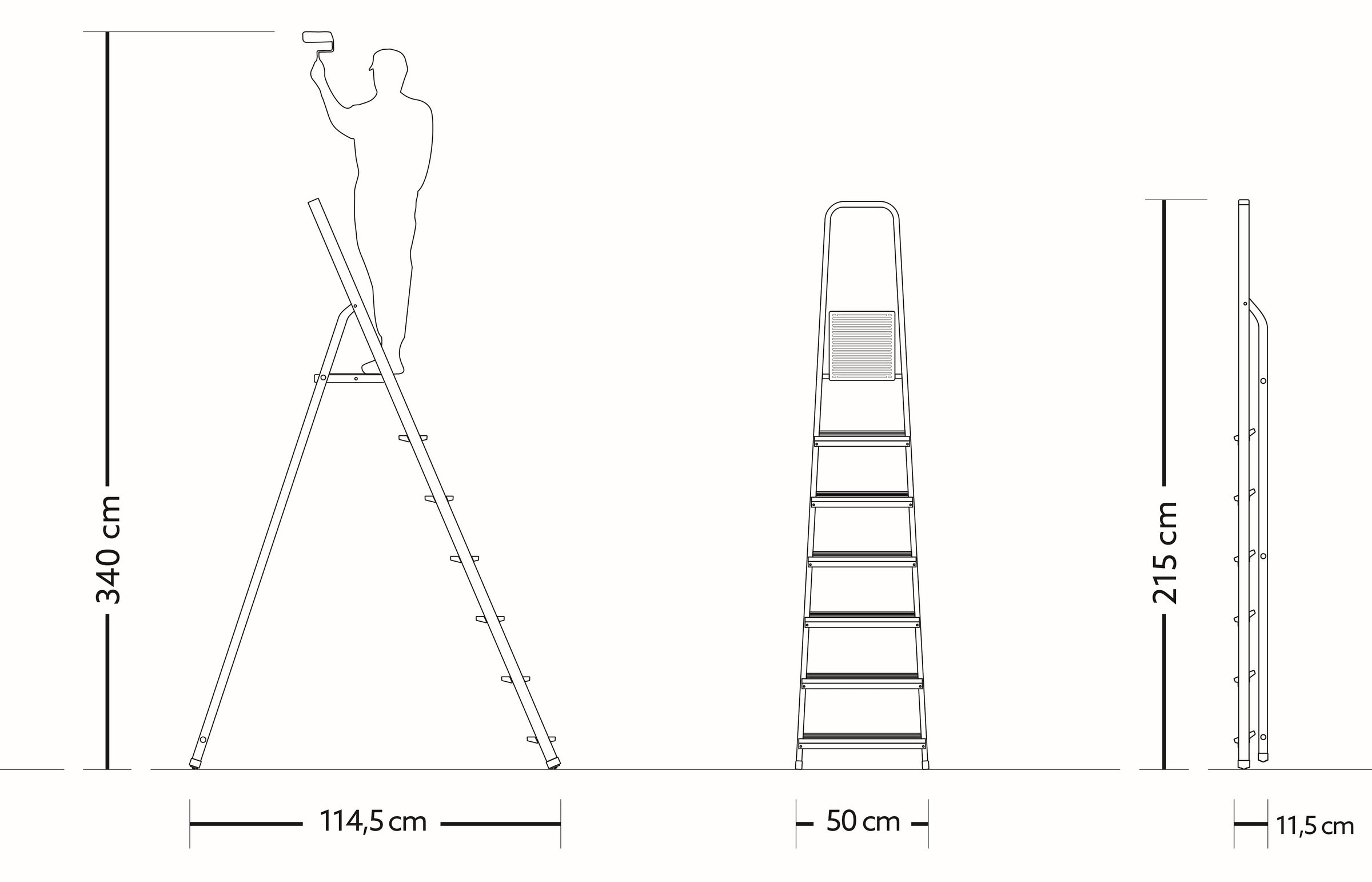 Scaletto Scala Richiudibile 7 Gradini Portata Max 125 Kg in Alluminio