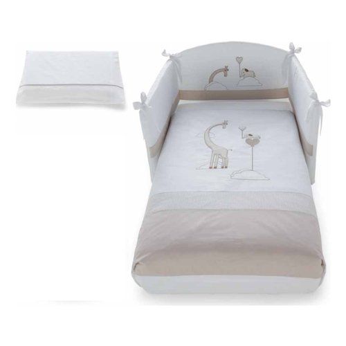 Completo lettino pali 0687savana savana set 3 pezzi bianco e beige