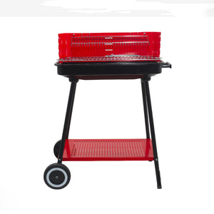 Barbecue Rettangolare Con Piano Inferiore E Ruote Per Il Trasporto 69x45x84 cm