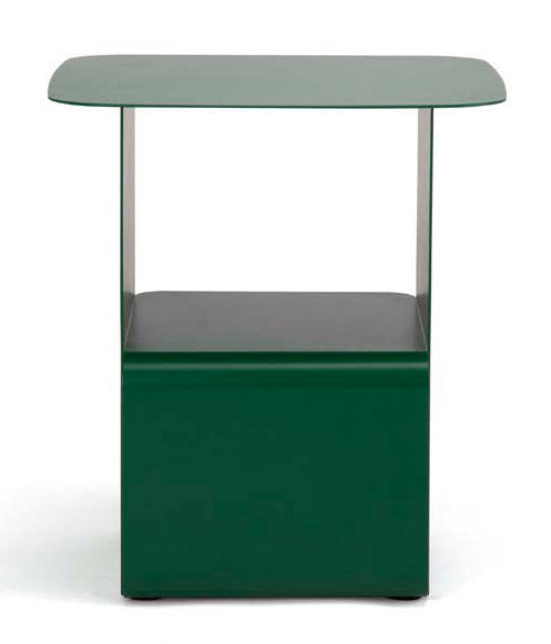 Tavolino Moderno 41x41x45,5 cm in Acciaio Verde Bosco