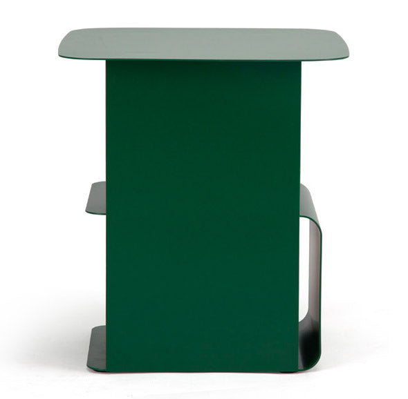 Tavolino Moderno 41x41x45,5 cm in Acciaio Verde Bosco