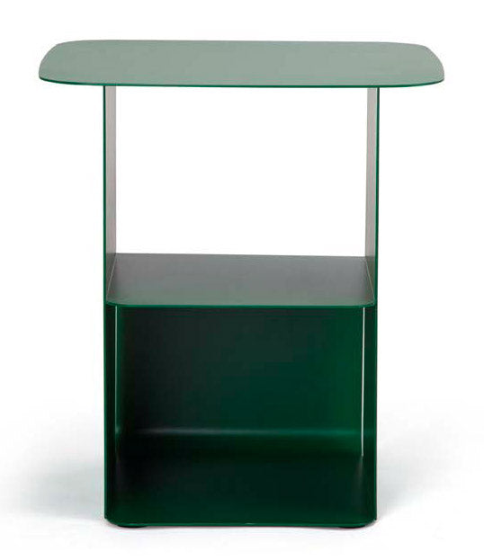 Tavolino Moderno 41x41x45,5 cm in Acciaio Verde Bosco