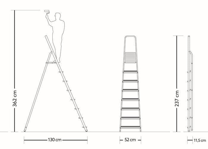 Scaletto Scala Richiudibile 8 Gradini Portata Max 125 Kg in Alluminio