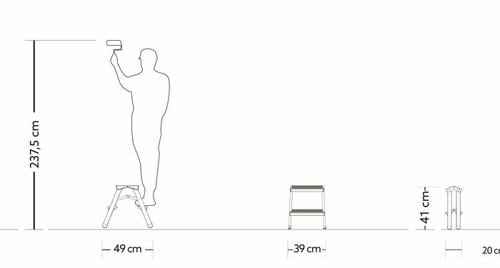 Scaletto Sgabello Richiudibile 2 Gradini Bifacciale 2x2 Doppia Salita Portata Max 125 Kg in Alluminio